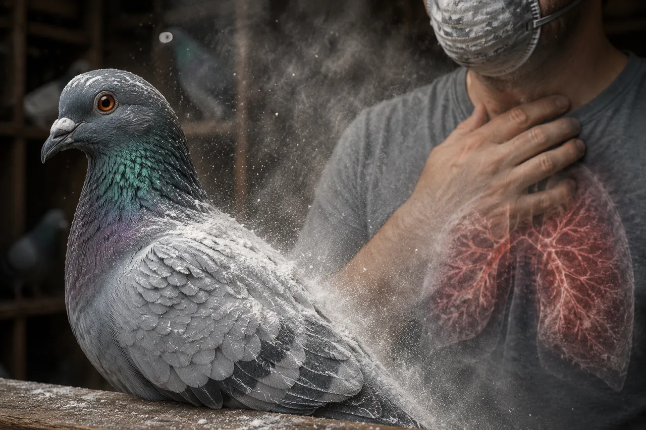 O mesmo pó que impermeabiliza a pena do seu pombo pode estar adoecendo o pulmão dele e o seu